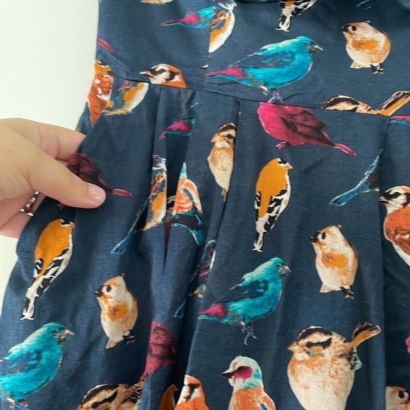 Anthropologie "Native birds "strapless birdie novelty print Quirky Adorable Y2K - Picture 6 of 12